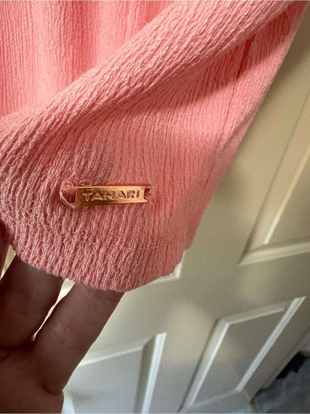 Tahari Pink Ruffle Romper with Button Front - Picture 3 of 4